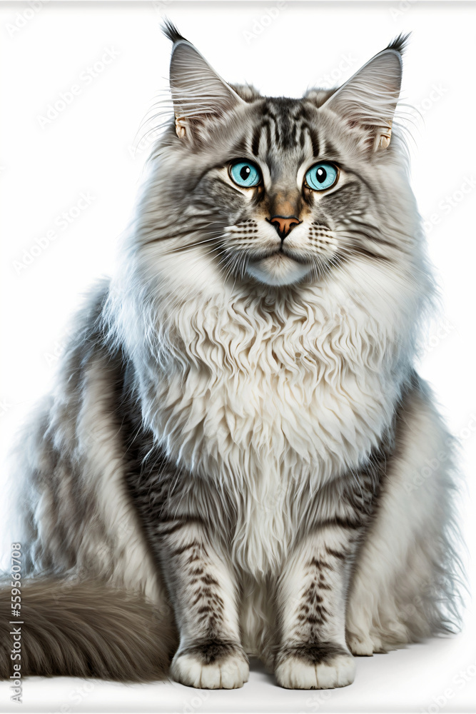 portrait of a maine coon cat. Designes using generative ai.
