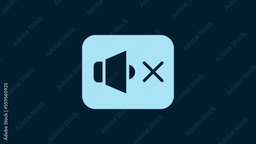 White Speaker mute icon isolated on blue background. No sound icon. Volume Off symbol. 4K Video motion graphic animation White Speaker mute icon isolated on blue background. No sound icon. Volume Off symbol. 4K Video motion graphic animation