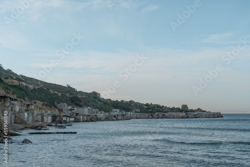Boat houses at Gnejna Bay in Malta. photo