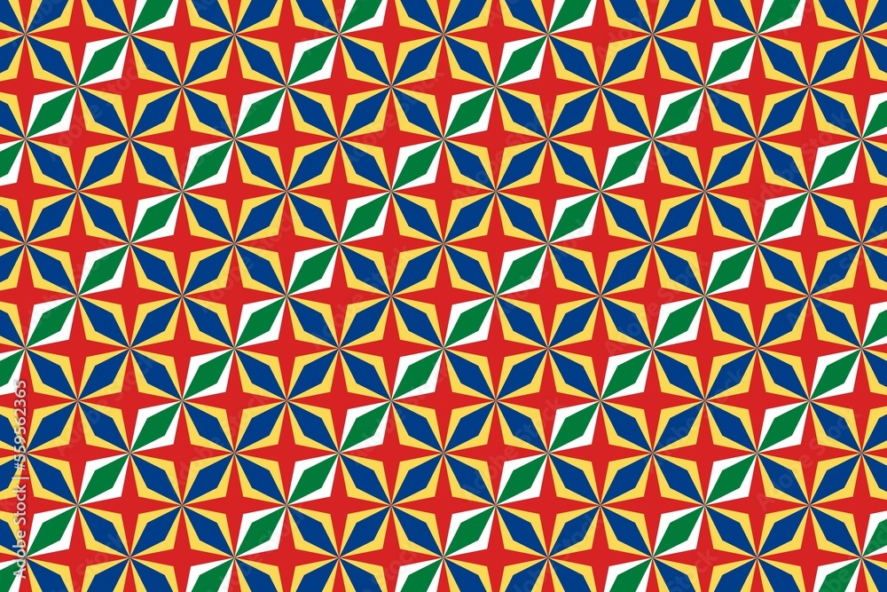 Geometric pattern in the colors of the national flag of Seychelles. The colors of Seychelles