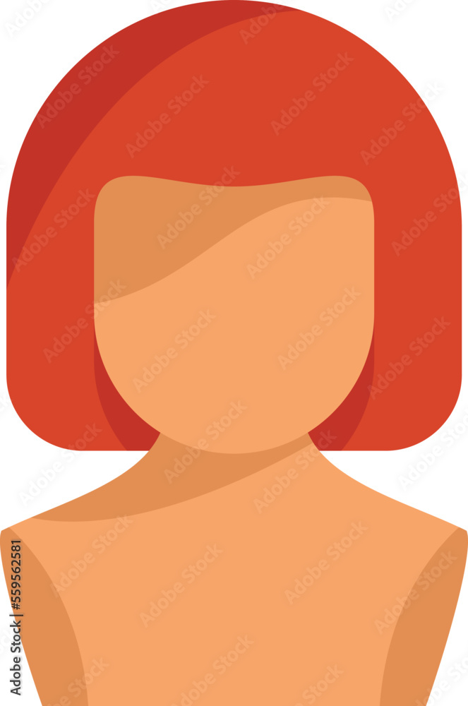 Lady wig icon flat vector. Long hair. Short model isolated Lady wig icon flat vector. Long hair. Short model isolated