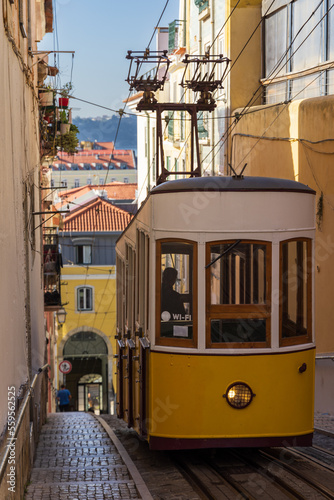 Bica funicular in Lisbon, Portugal photo
