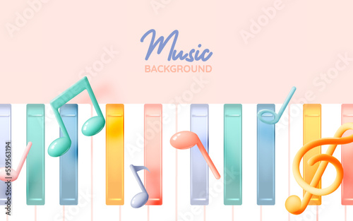 Music notes, song, melody or tune 3d realistic vector icon