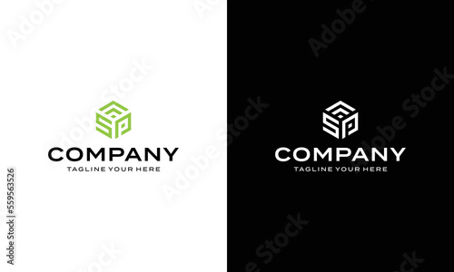 Creative Letter SP Monogram Logo Design Icon Template White and Black Background. on a black and white background.