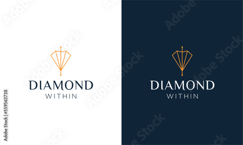 diamond line art geometry logo icon vector, on a black and white background.