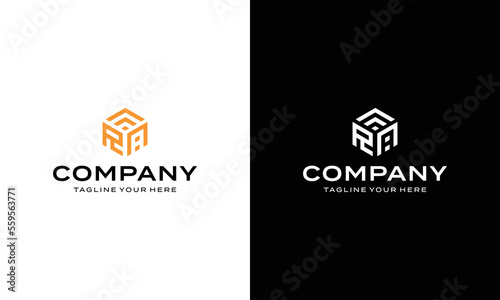 initial RA Letter Logo Design polygon Monogram Icon Vector Template. on a black and white background.