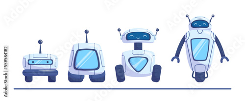 Robots Technological Evolution From Primitive Wheeled Droid To Humanoid Cyborg Artificial Intelligence Progress