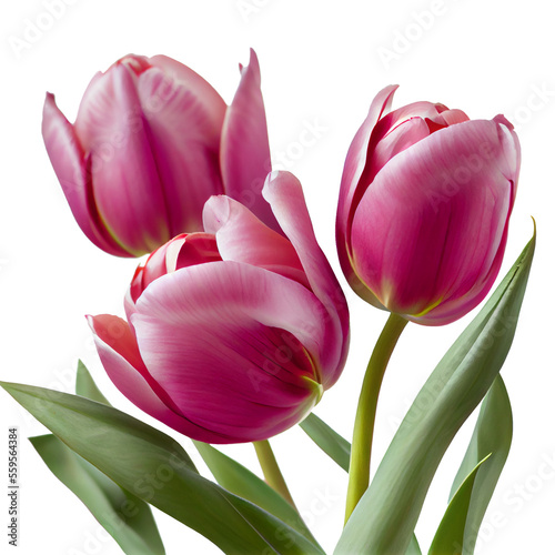 pink tulips isolated on white with clipping path