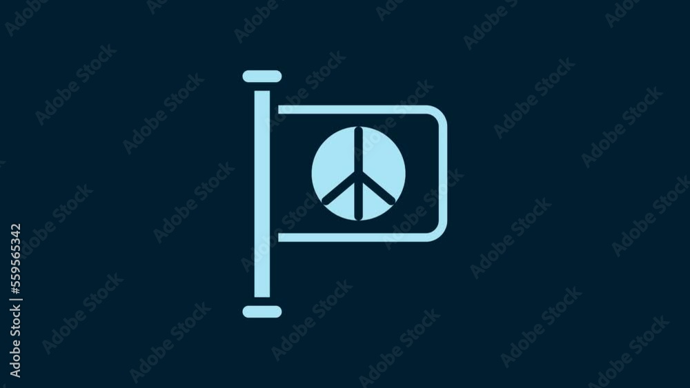 White Flag peace icon isolated on blue background. Hippie symbol of peace. 4K Video motion graphic animation White Flag peace icon isolated on blue background. Hippie symbol of peace. 4K Video motion graphic animation