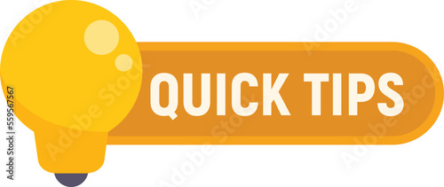 Tip icon flat vector. Quick trick. Suggestion info isolated
