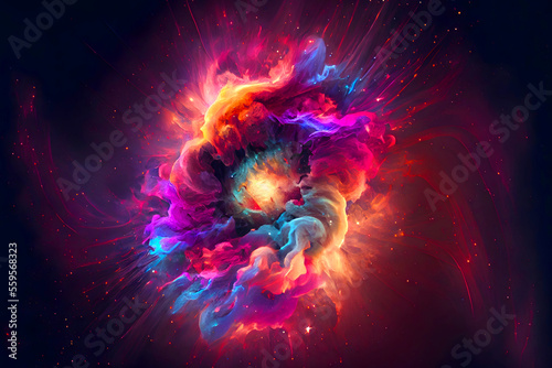 Colorful nebula explosion background AI Generated © Areerat