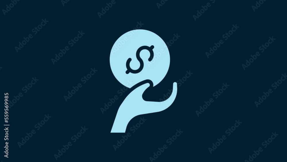 White Donation and charity icon isolated on blue background. Donate money and charity concept. 4K Video motion graphic animation White Donation and charity icon isolated on blue background. Donate money and charity concept. 4K Video motion graphic animation