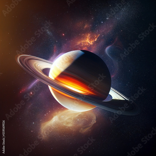 saturn planet in colorful outer space, generatiwe AI