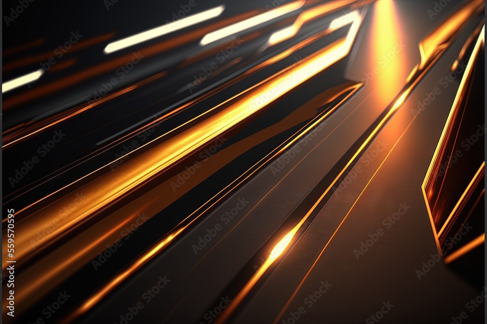 a very abstract picture of a bright orange light streaks in the dark ...