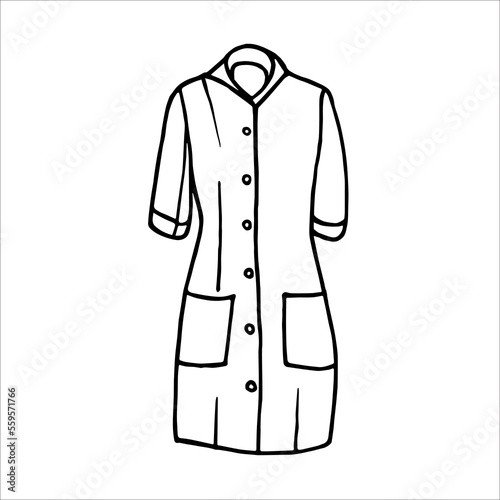 Medical robe doodle vector illustration isolated on white background.