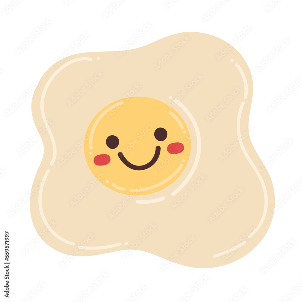 Doodle Flat Clipart. Vector sticker happy scrambled eggs. All Objects Are Repainted. Doodle Flat Clipart. Vector sticker happy scrambled eggs. All Objects Are Repainted.