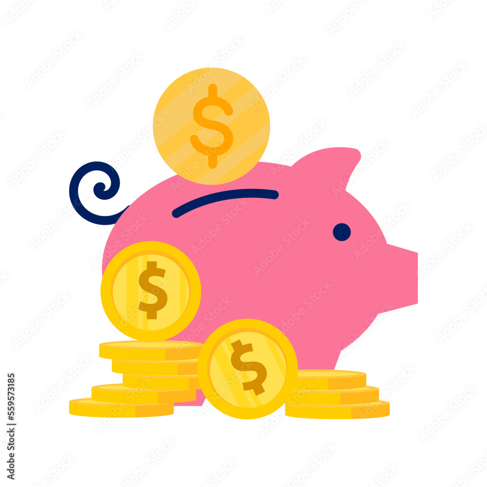 Piggy bank coin investment vector illustration Piggy bank coin investment vector illustration
