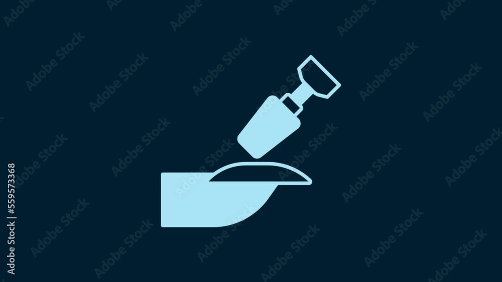 White Milling cutter for manicure icon isolated on blue background. Apparatus for manicure. Manicure tools. 4K Video motion graphic animation White Milling cutter for manicure icon isolated on blue background. Apparatus for manicure. Manicure tools. 4K Video motion graphic animation