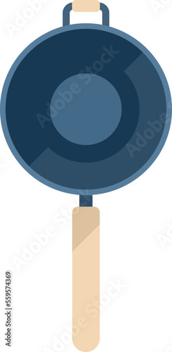Cooked wok fry icon flat vector. Pan cooking. Asian cook isolated