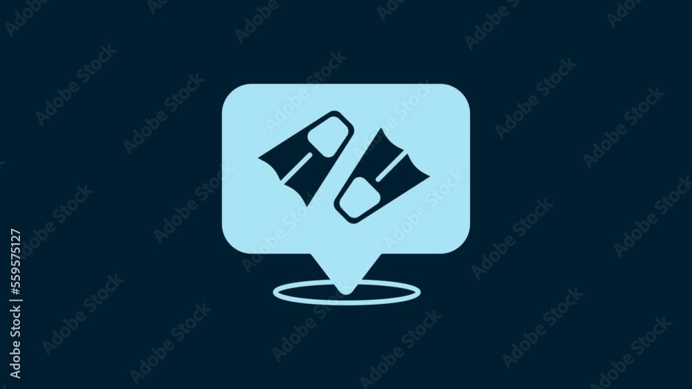 White Rubber flippers for swimming icon isolated on blue background. Diving equipment. Extreme sport. Diving underwater equipment. 4K Video motion graphic animation White Rubber flippers for swimming icon isolated on blue background. Diving equipment. Extreme sport. Diving underwater equipment. 4K Video motion graphic animation