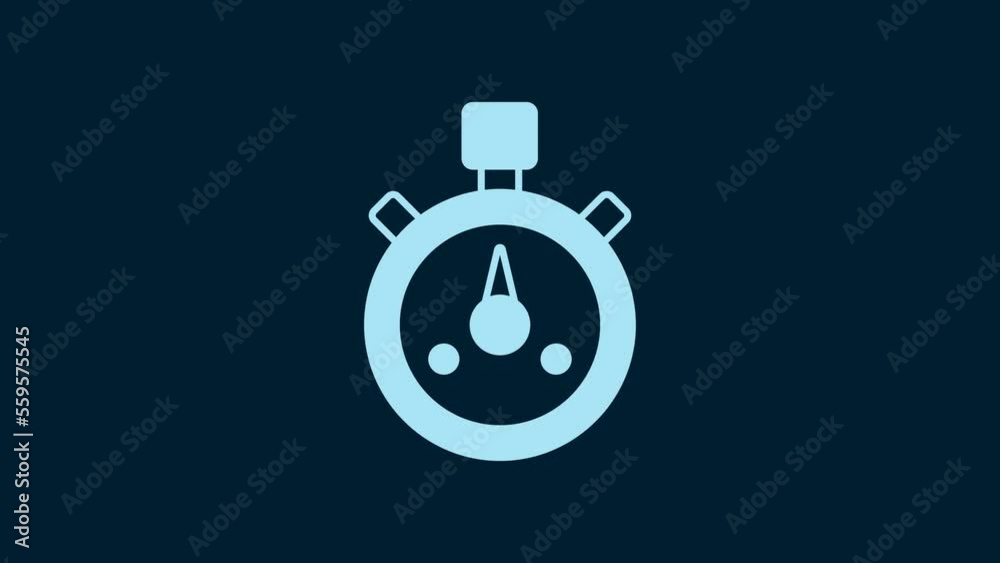 White Stopwatch icon isolated on blue background. Time timer sign. Chronometer sign. 4K Video motion graphic animation White Stopwatch icon isolated on blue background. Time timer sign. Chronometer sign. 4K Video motion graphic animation
