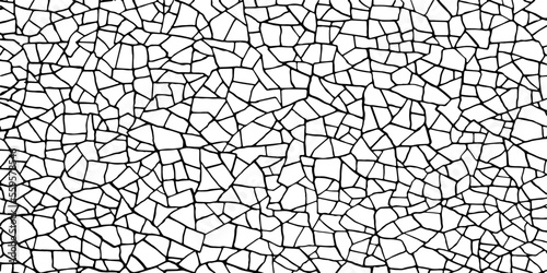 Cracked ground surface texture. Vector illustration. Monochrome background of coarse soil