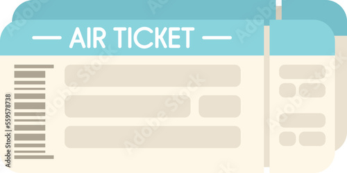 Tourist air ticket icon flat vector. Fly trip. Travel class isolated