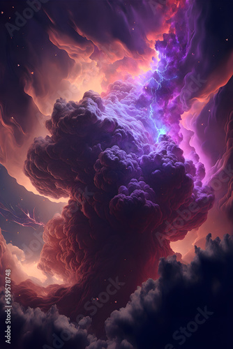 purple galaxy cloud nebula, creation universe stars,  colorful background, illustration digital generative ai design art style