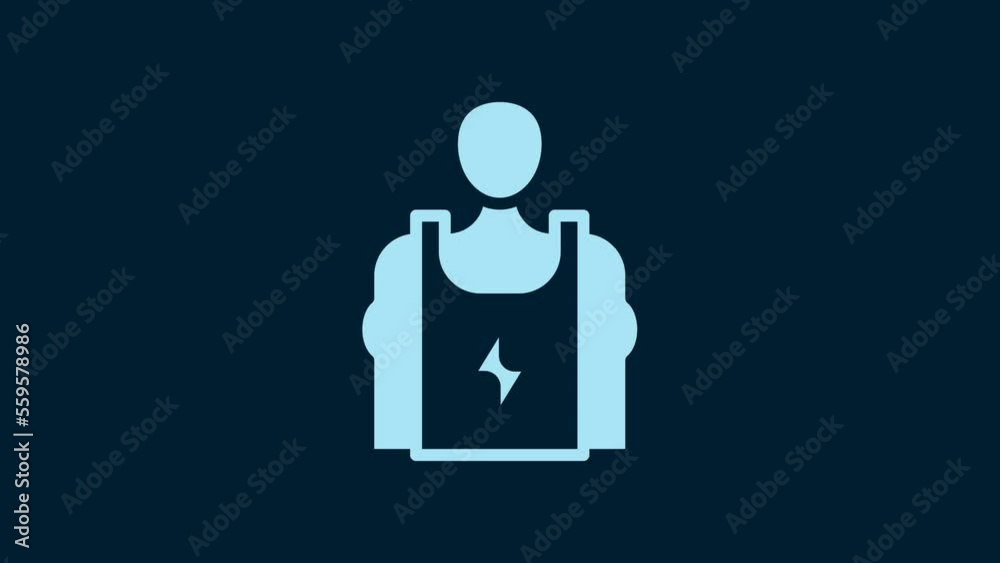 White Bodybuilder showing his muscles icon isolated on blue background. Fit fitness strength health hobby concept. 4K Video motion graphic animation White Bodybuilder showing his muscles icon isolated on blue background. Fit fitness strength health hobby concept. 4K Video motion graphic animation