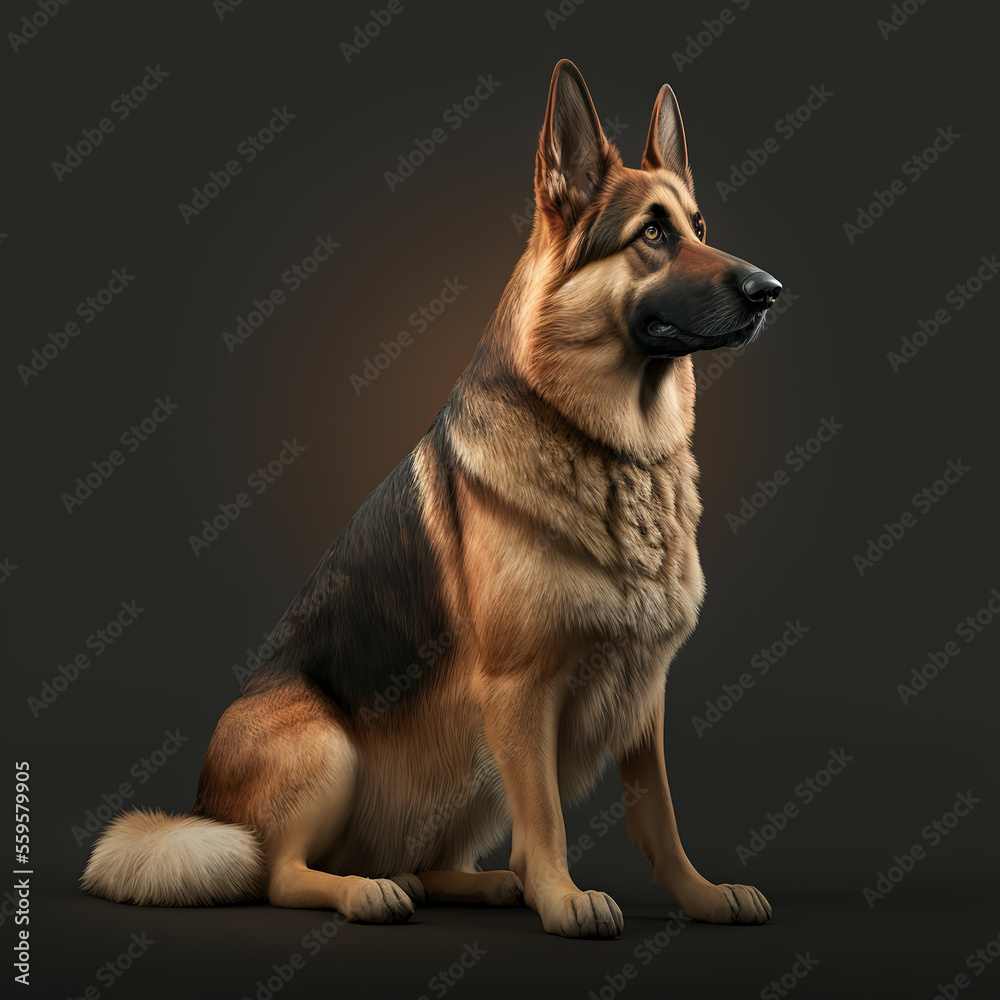 German Shepherd Dog Sitting: Realistic, Detailed, and High-Quality for a Wide Range of Applications Generative AI
