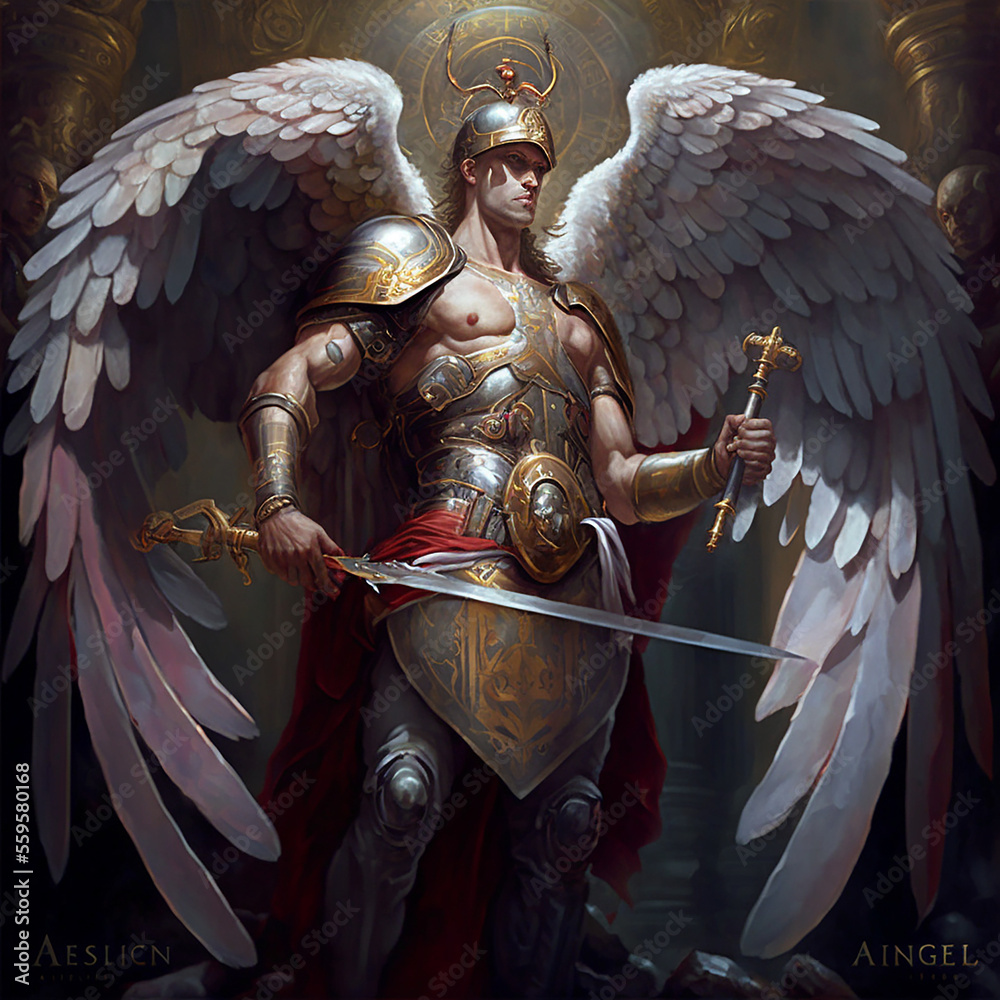 Archangel remiel. Created with Generative AI technology. Stock ...