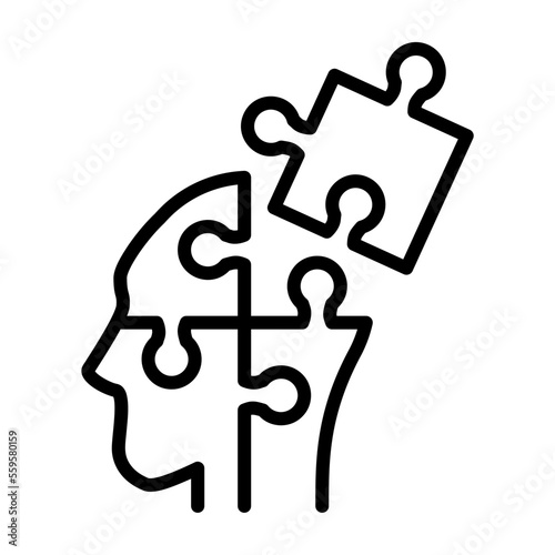 Icono de destreza y aprendizaje. Estrategia. Cabeza humana estilo rompecabezas. Ilustración vectorial