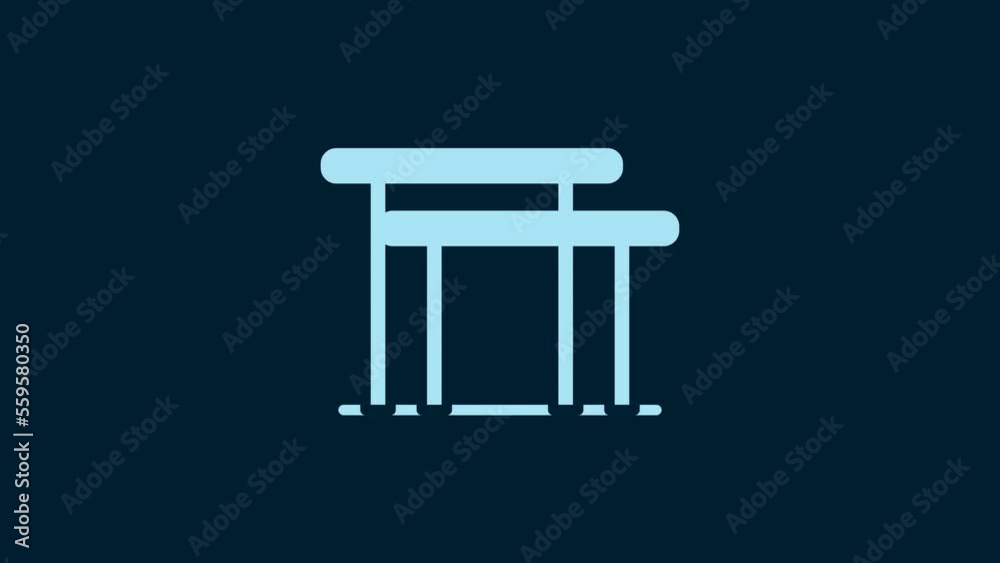 White Gymnastics equipment uneven bars icon isolated on blue background. 4K Video motion graphic animation White Gymnastics equipment uneven bars icon isolated on blue background. 4K Video motion graphic animation