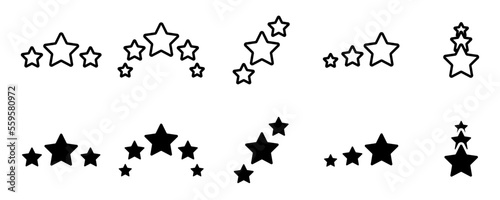 Conjunto de iconos de estrella decorativas. Ilustración vectorial
