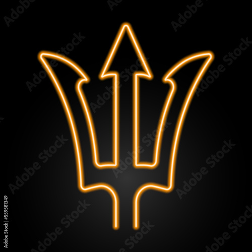 trident poseidon neon sign, modern glowing banner design, colorful modern design trends on black background. Vector illustration.