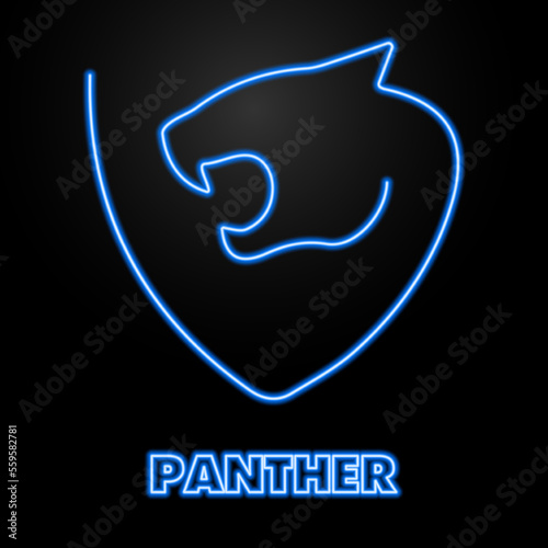 panther neon sign, modern glowing banner design, colorful modern design trends on black background. Vector illustration.