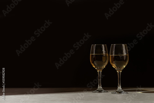 Glasses of champagne on the table