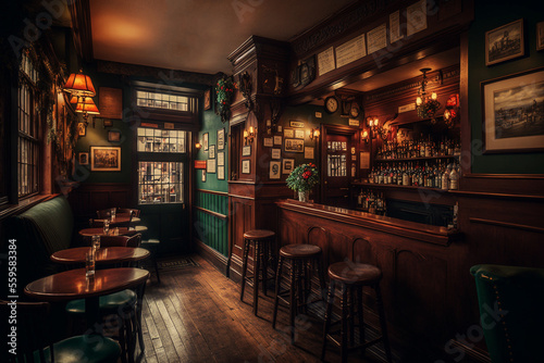 Photo Generative AI illustration of irish pub