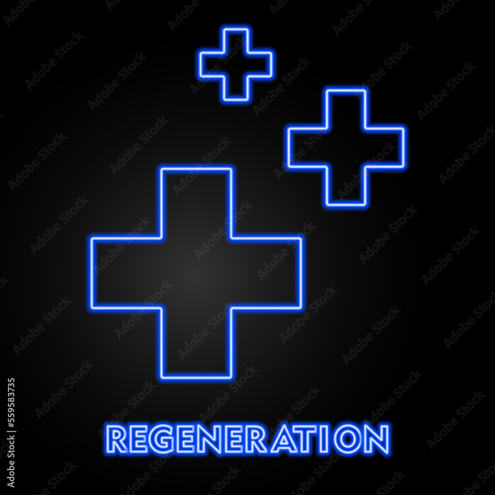 Fototapeta premium regeneration neon sign, modern glowing banner design, colorful modern design trends on black background. Vector illustration.