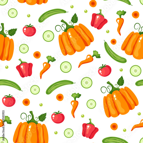 Vegetarian vegetable salad vegan food healthy diet seamless print pattern background graphic design illustration