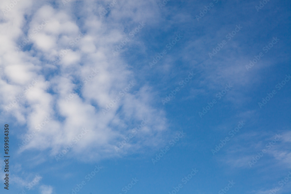 Beautiful blue sky with clouds, background