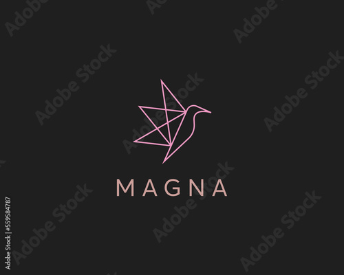 Hummingbird logo. Linear colibri bird icon sign. Vector illustration.