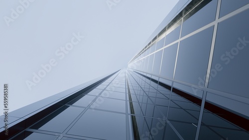 3d Corporate skyscraper, with architectural perspective, reflections in windows, companies, offices.