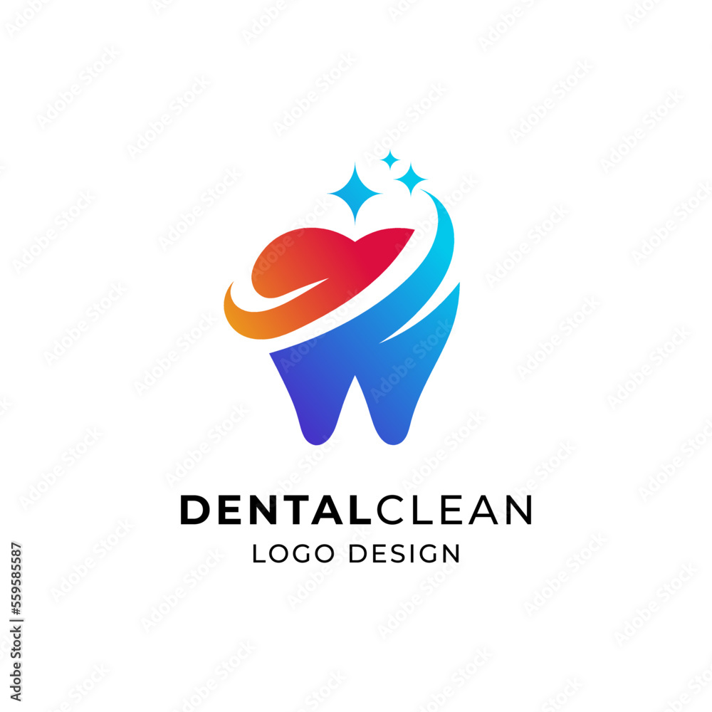 colorful dental clean logo design