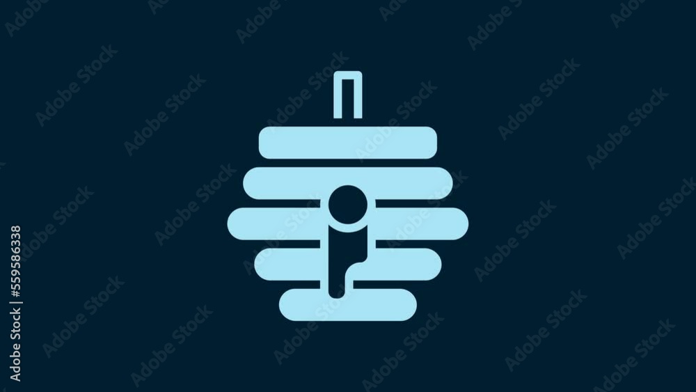 White Hive for bees icon isolated on blue background. Beehive symbol. Apiary and beekeeping. Sweet natural food. 4K Video motion graphic animation White Hive for bees icon isolated on blue background. Beehive symbol. Apiary and beekeeping. Sweet natural food. 4K Video motion graphic animation