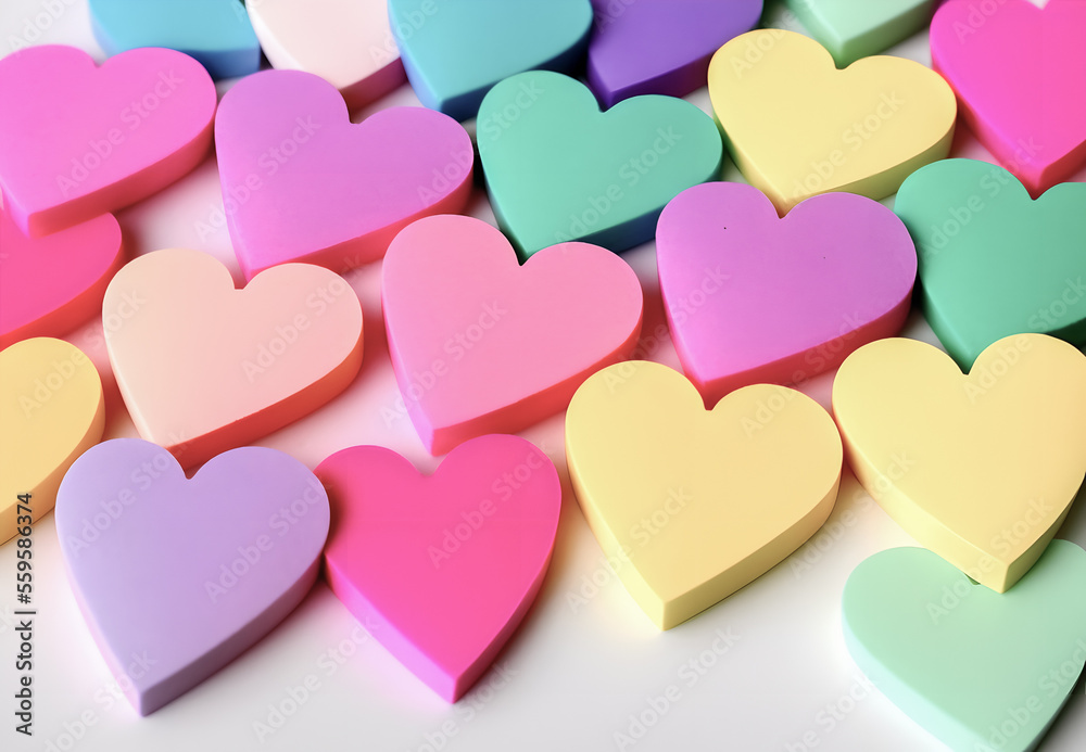 Colorful heart shaped candy made with Generative AI