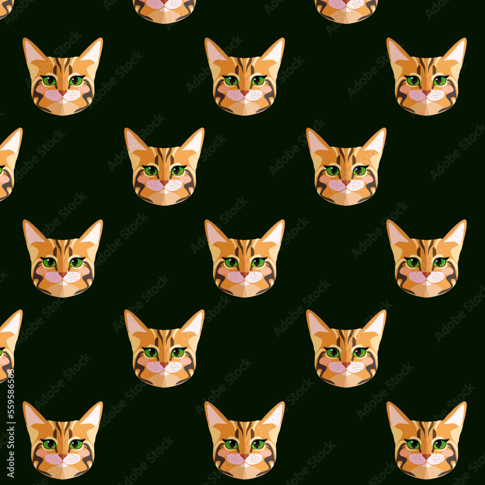 Vector pattern cats. For print and web. Lovely kitten faces. Vector pattern cats. For print and web. Lovely kitten faces.