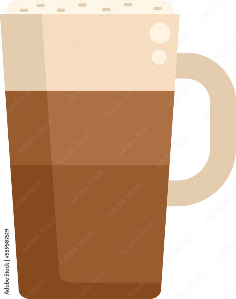 Heart latte icon flat vector. Cafe cup. Cream mocha isolated Heart latte icon flat vector. Cafe cup. Cream mocha isolated