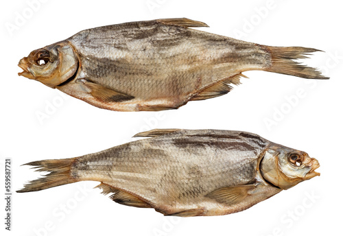 Dried fish Bream. Isolated object on a transparent background. Elements for design and layout