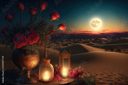 Romantic evening in the des...